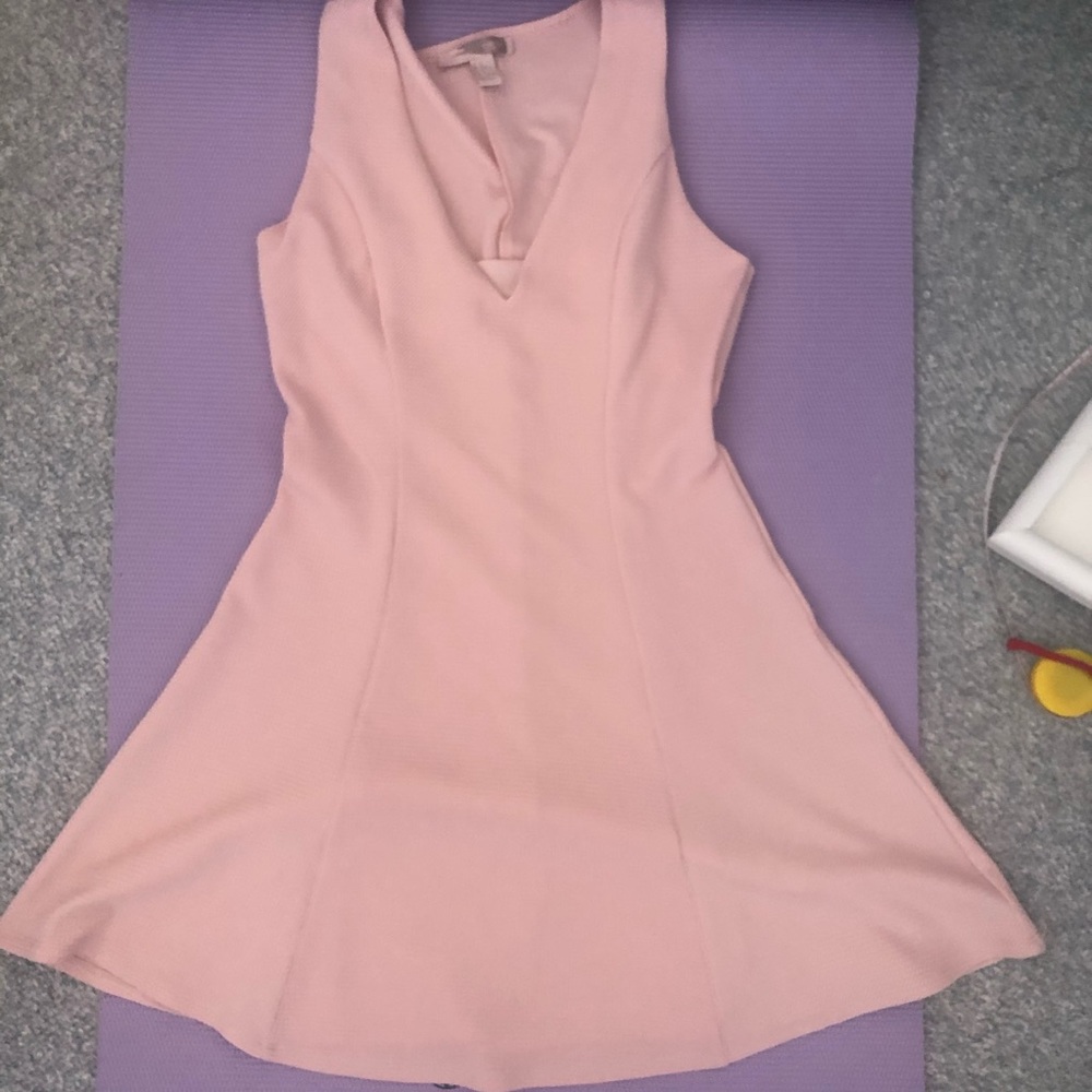 Pink low-v neck dress